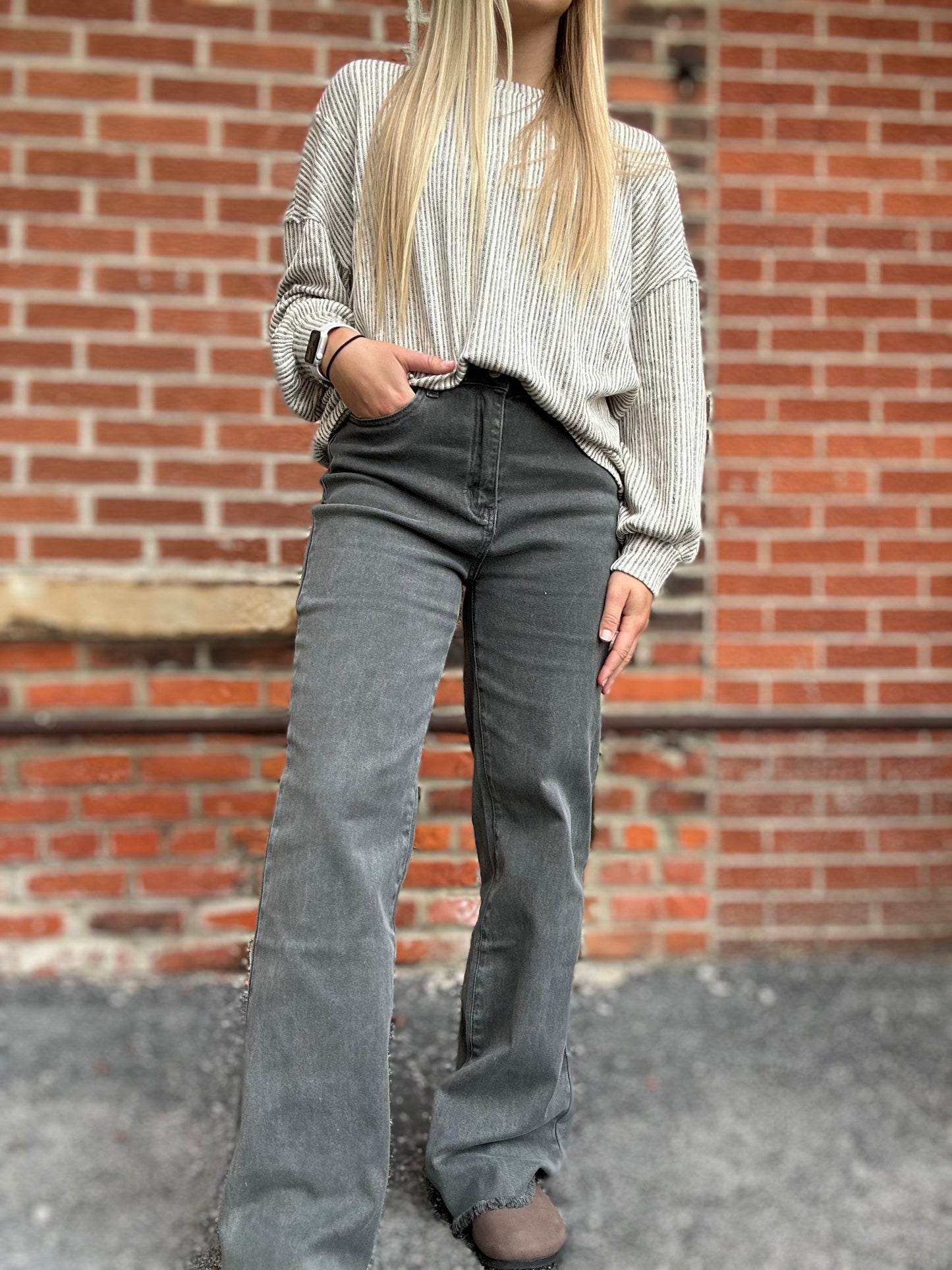 The Smokey Ash Black Full Length Jeans
