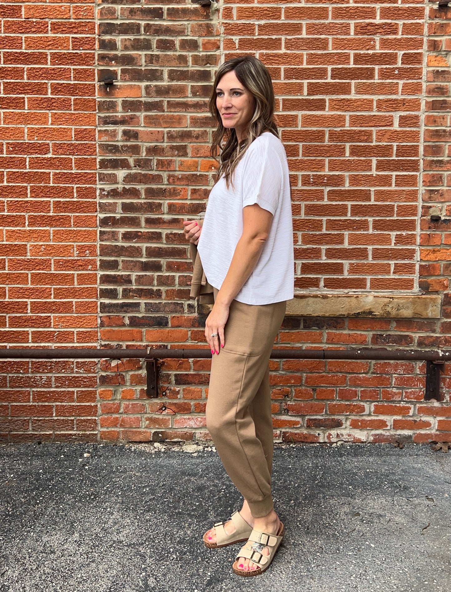 The Roland Mocha High Rise Joggers