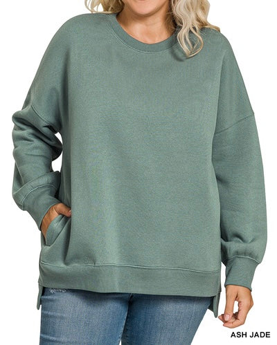 The Sutton Curvy Hi-Low Boyfriend Fit pullover Sweatshirt