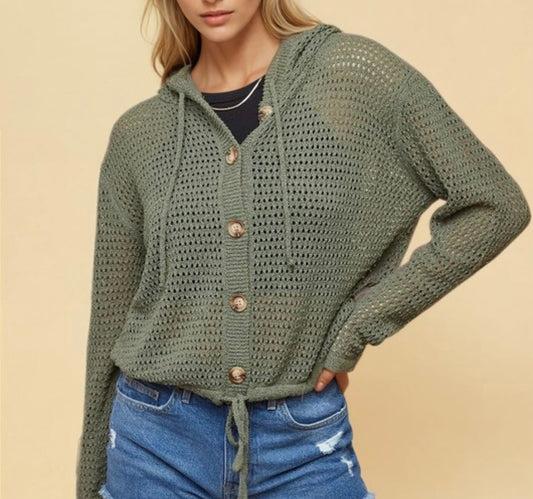The Rolan Loose Knit Hooded Cardigan