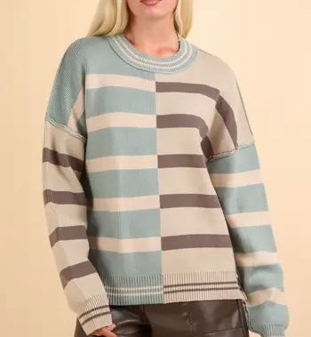 The Iris Color Block Striped Curvy Sweater