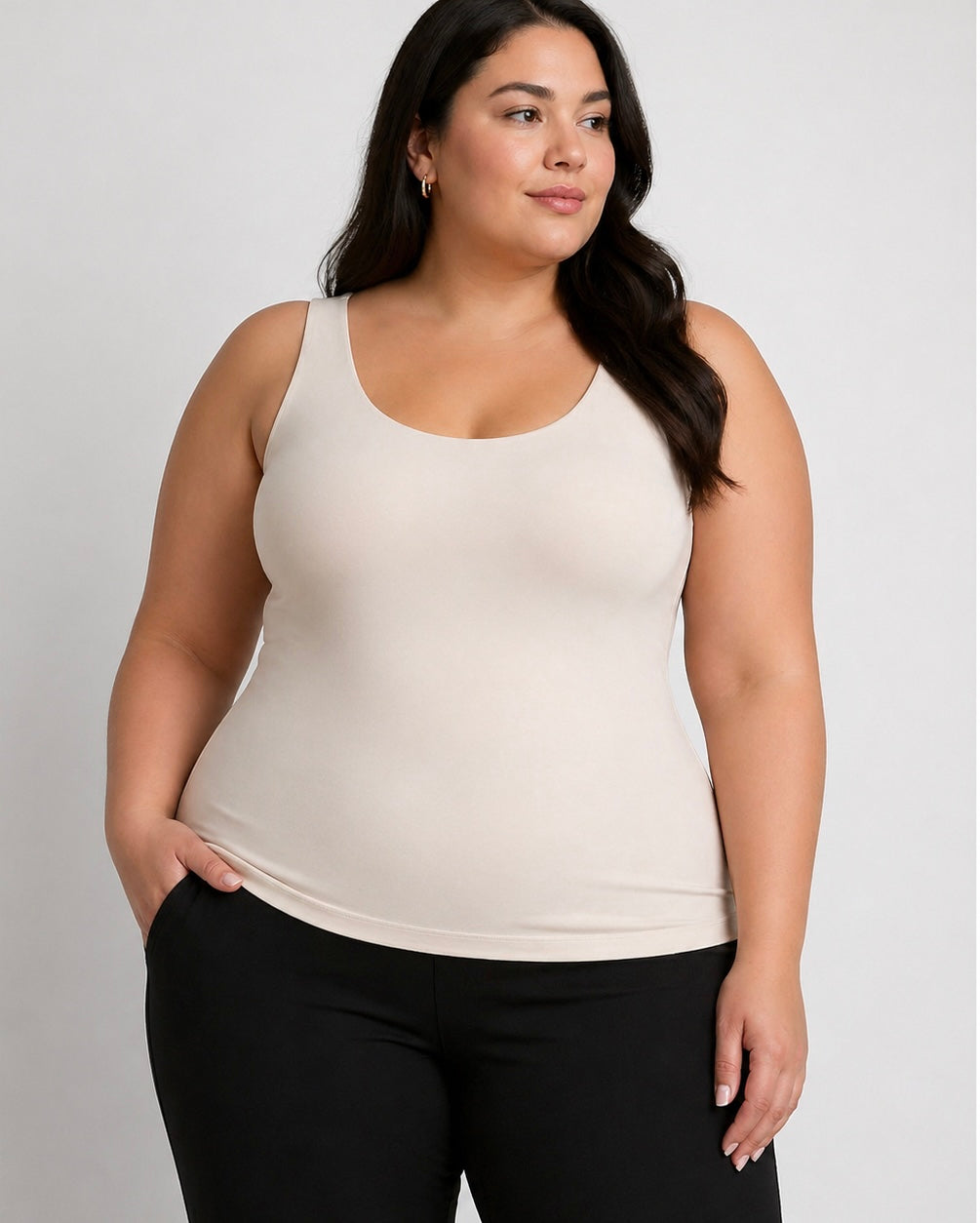 The Leia Curvy Round Neck Tank Top