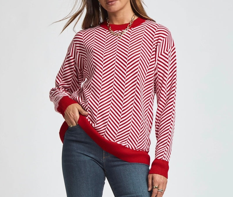 The Zoie Lightweight Christmas Chevron Sweater