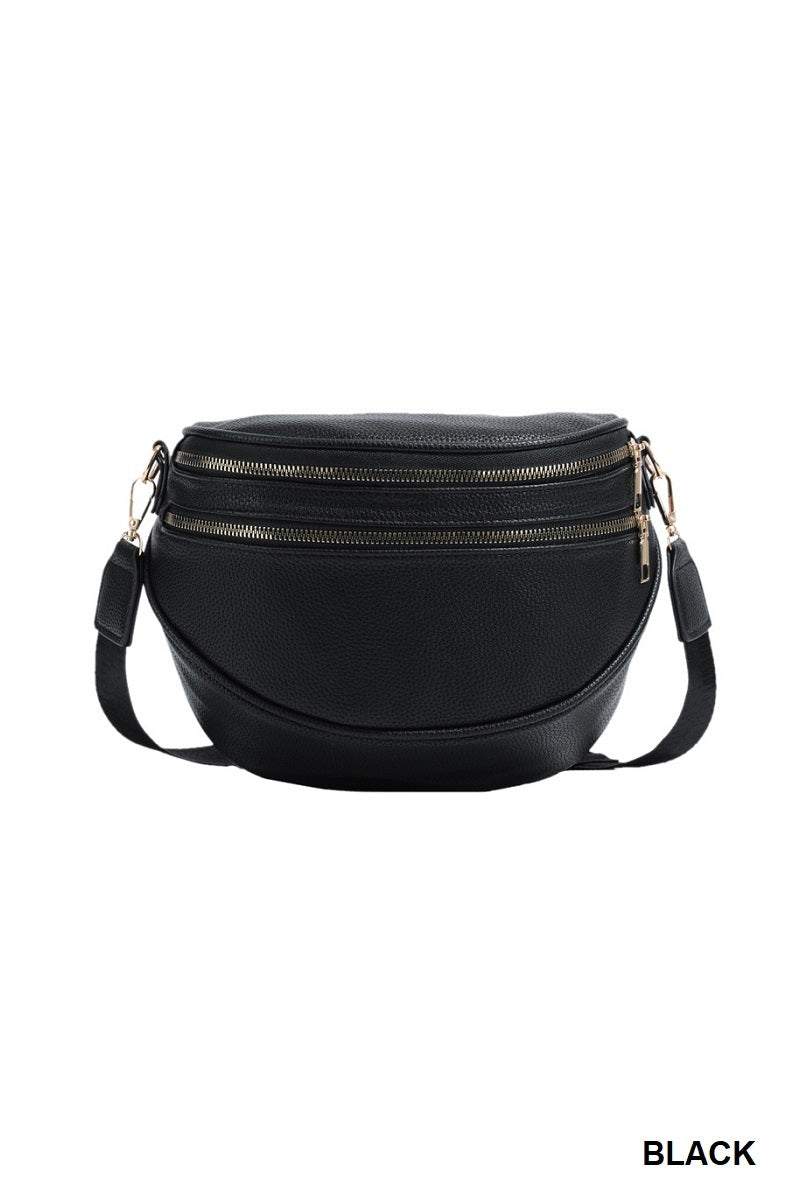 Vegan Leather Double Zip Bum Bag