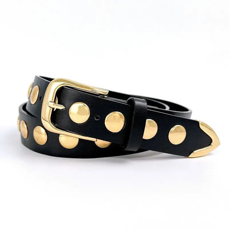 Faux Leather Gold Studded Belt