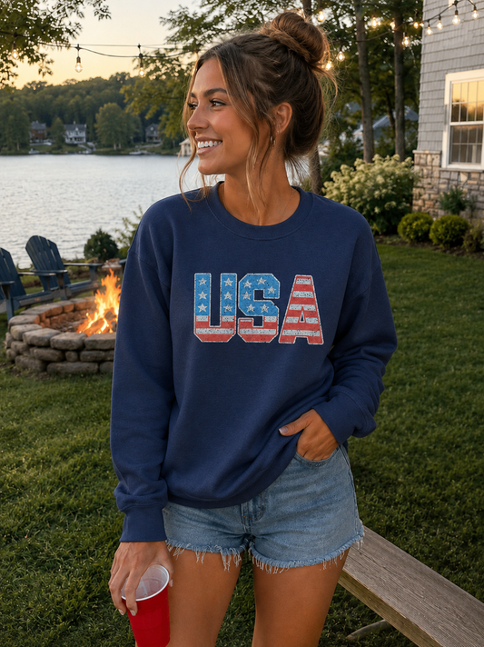 The Flag USA Navy Pullover Crewneck