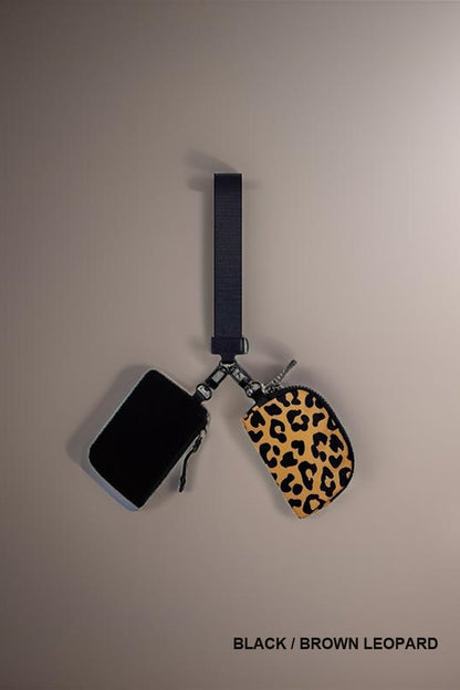 Dual Pouch Wristlet Keychain Wallet