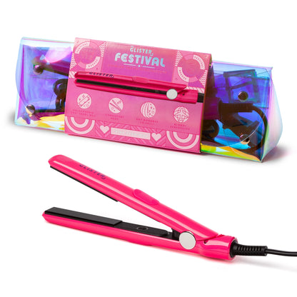 Festival Mini Travel Flat Iron w/ Holographic Bandolier Bag