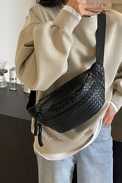 The Aberdeen Black Weaved Crossbody Bum Bag