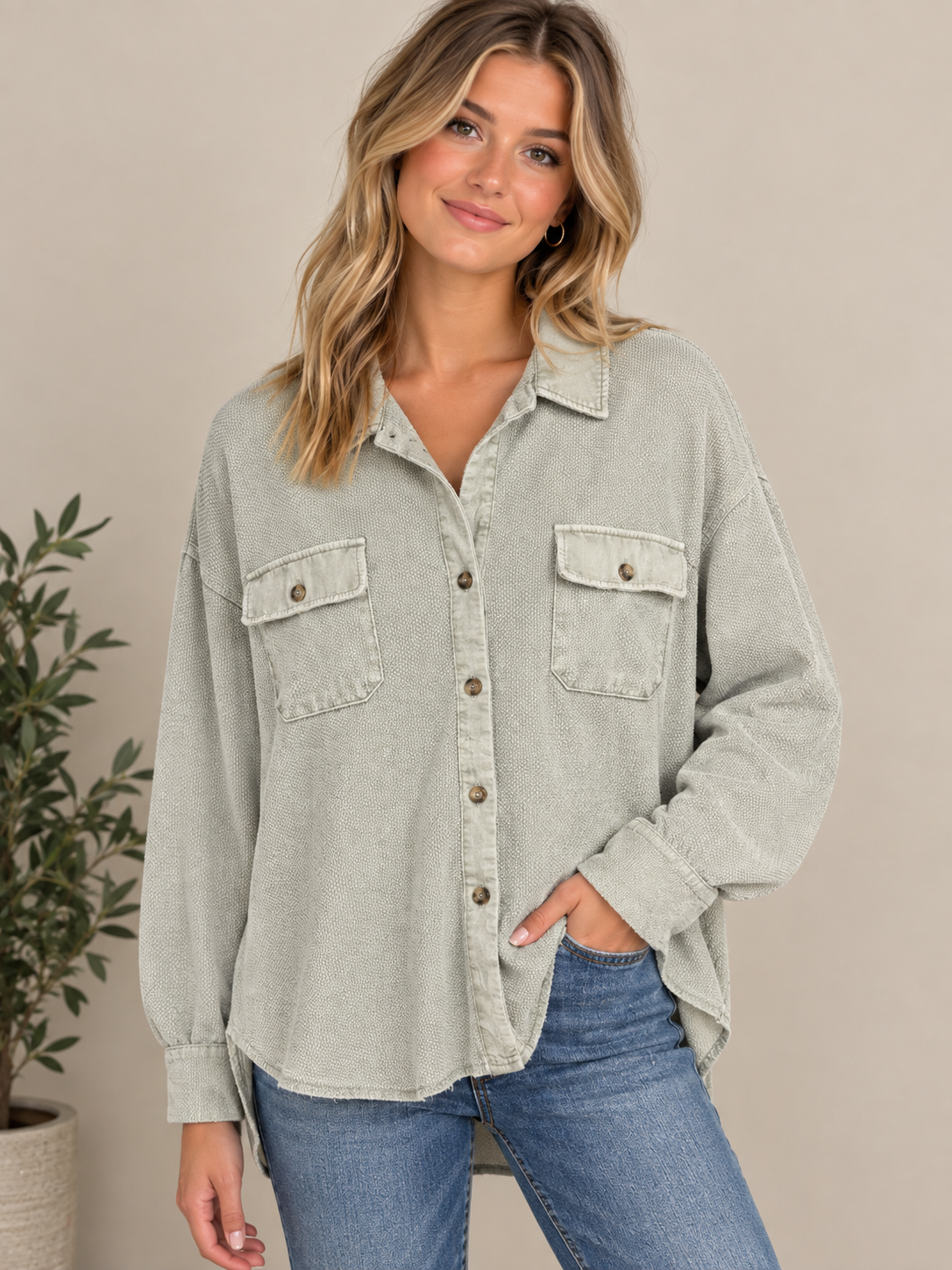 The Ellis Lightweight Textured Knit Button Down