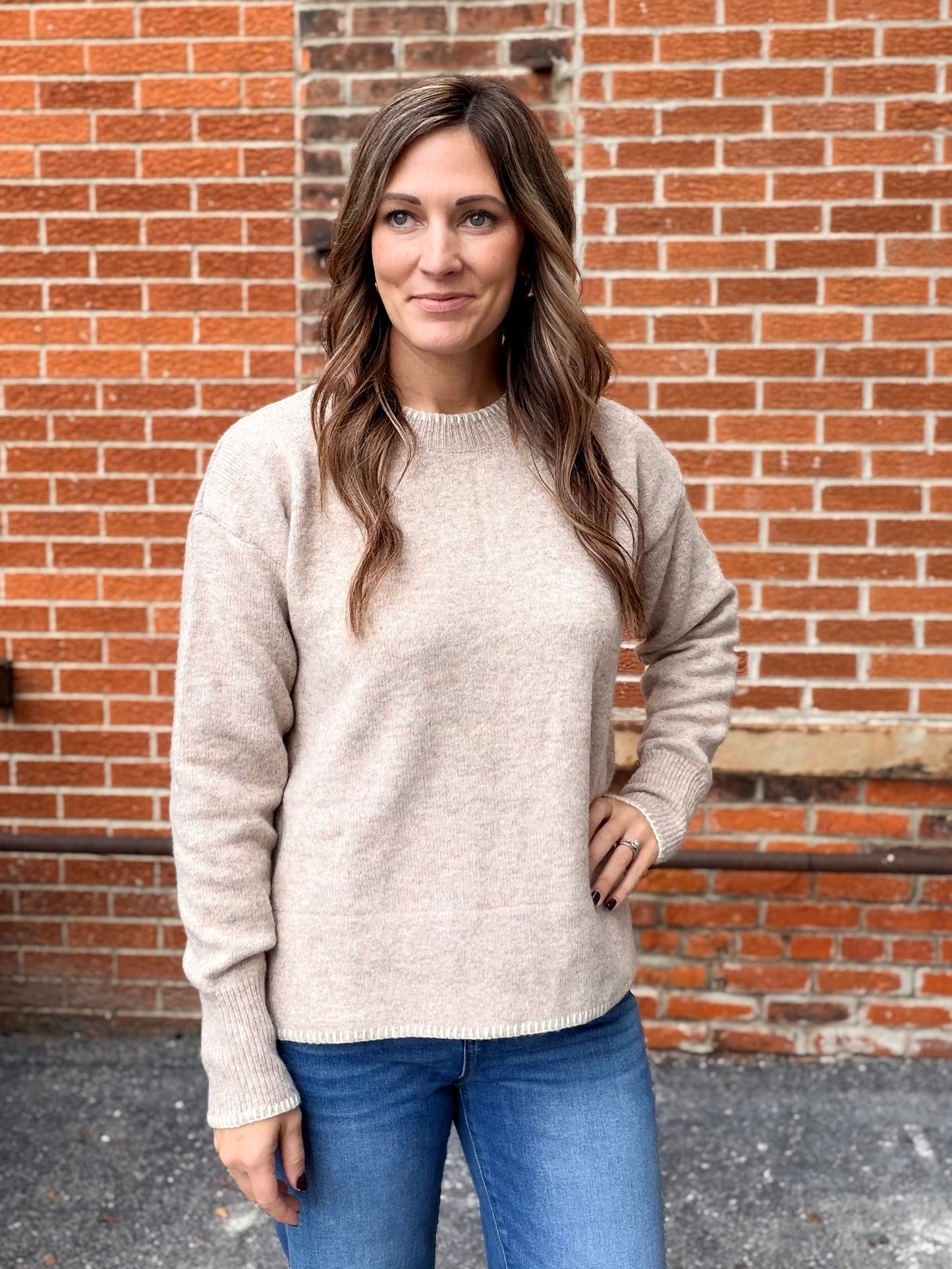The Ordella Wool Blend Stitch Detailing Sweater