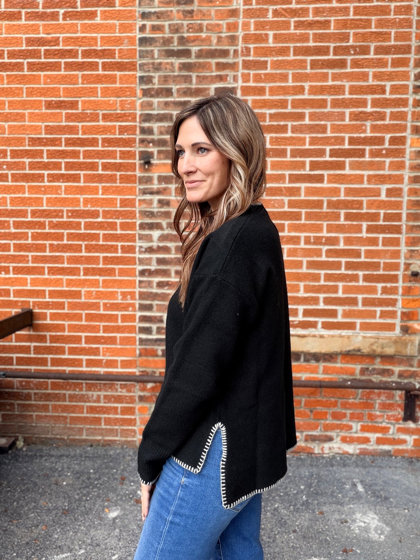 The Ordella Wool Blend Stitch Detailing Sweater
