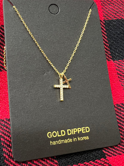 Faith Double Cross Necklace