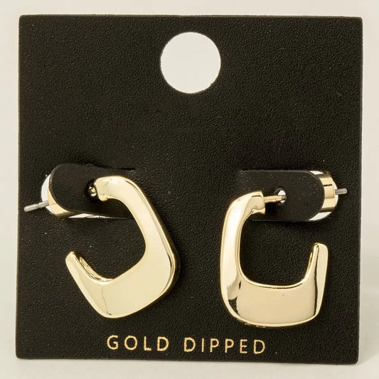 Gold Dipped Thick Squared Hoops
