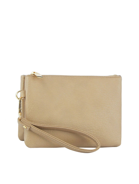 Tripe Comparament Convertible Clutch Crossbody Wristlet