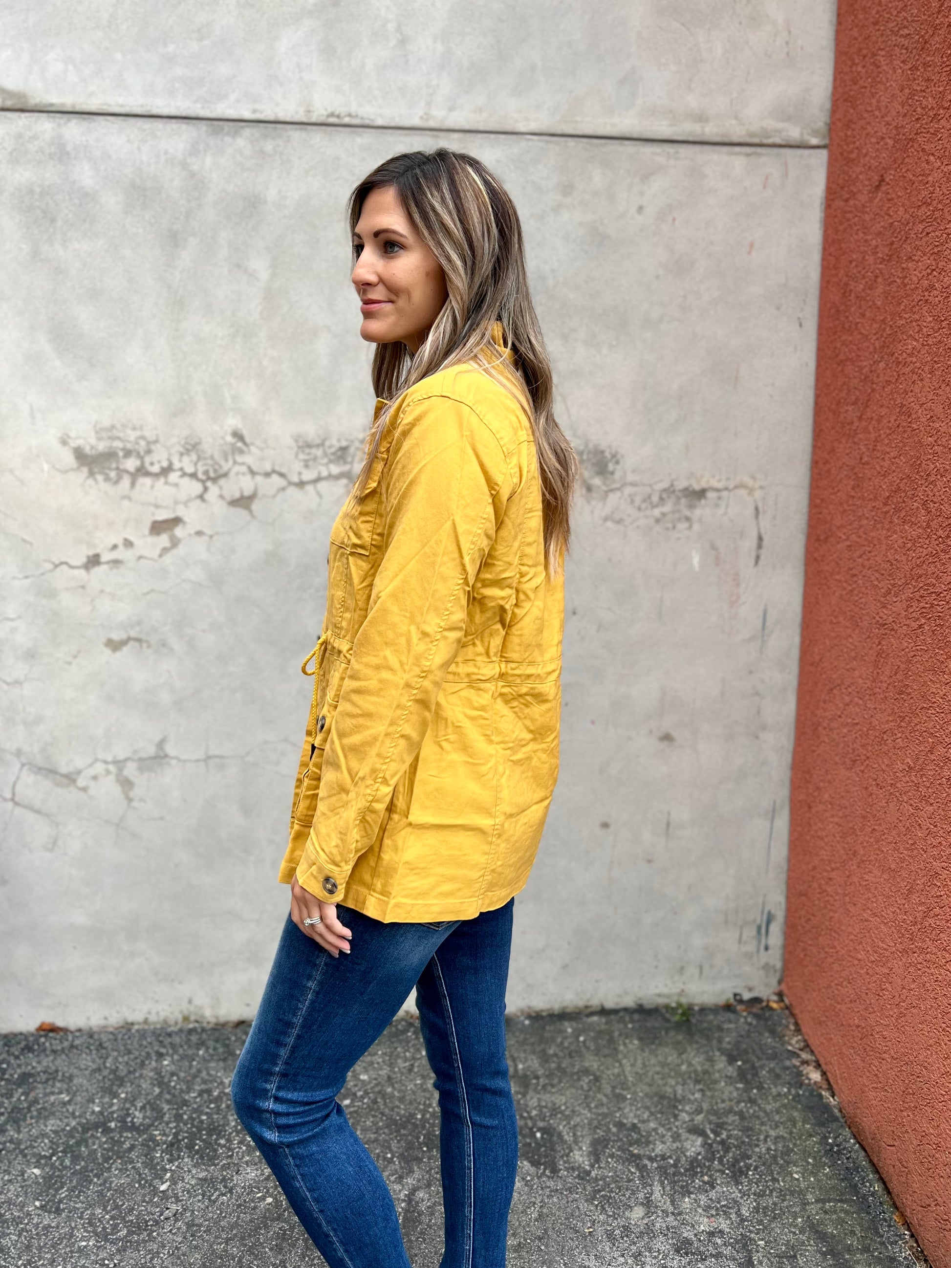 Mustard cargo jacket best sale