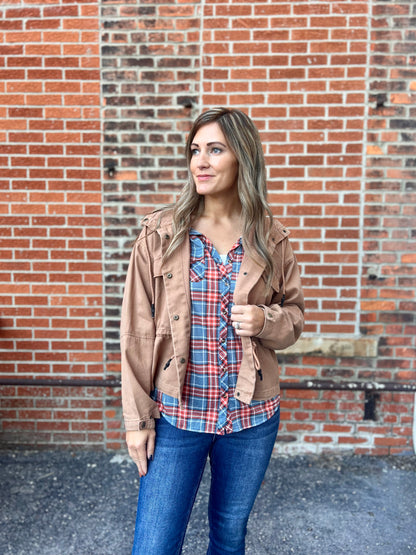 The Luna Plaid Button Front Top