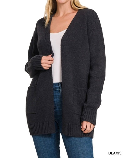 The Gwendolyn Black Open Front Cardigan