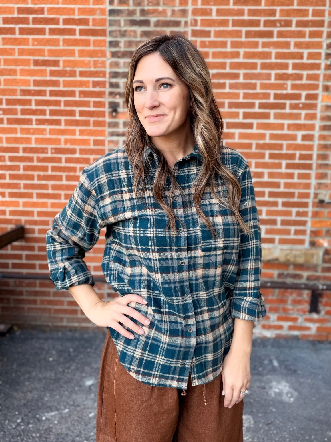 The Vernon Plaid Button Down Top