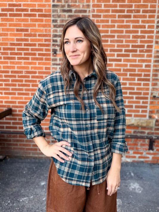 The Vernon Plaid Button Down Top
