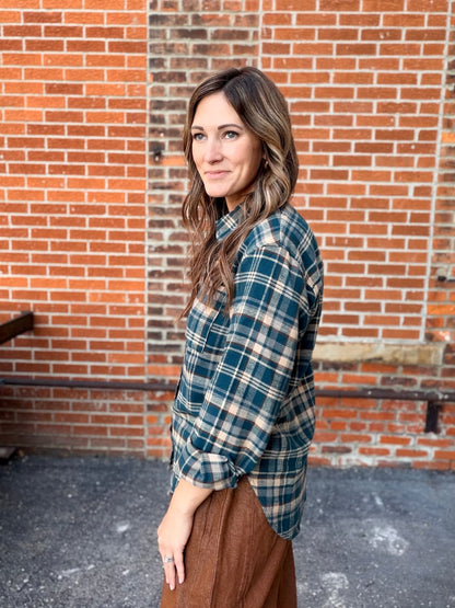 The Vernon Plaid Button Down Top