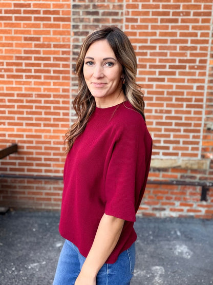 The Kline Quarter Sleeve Textured Top