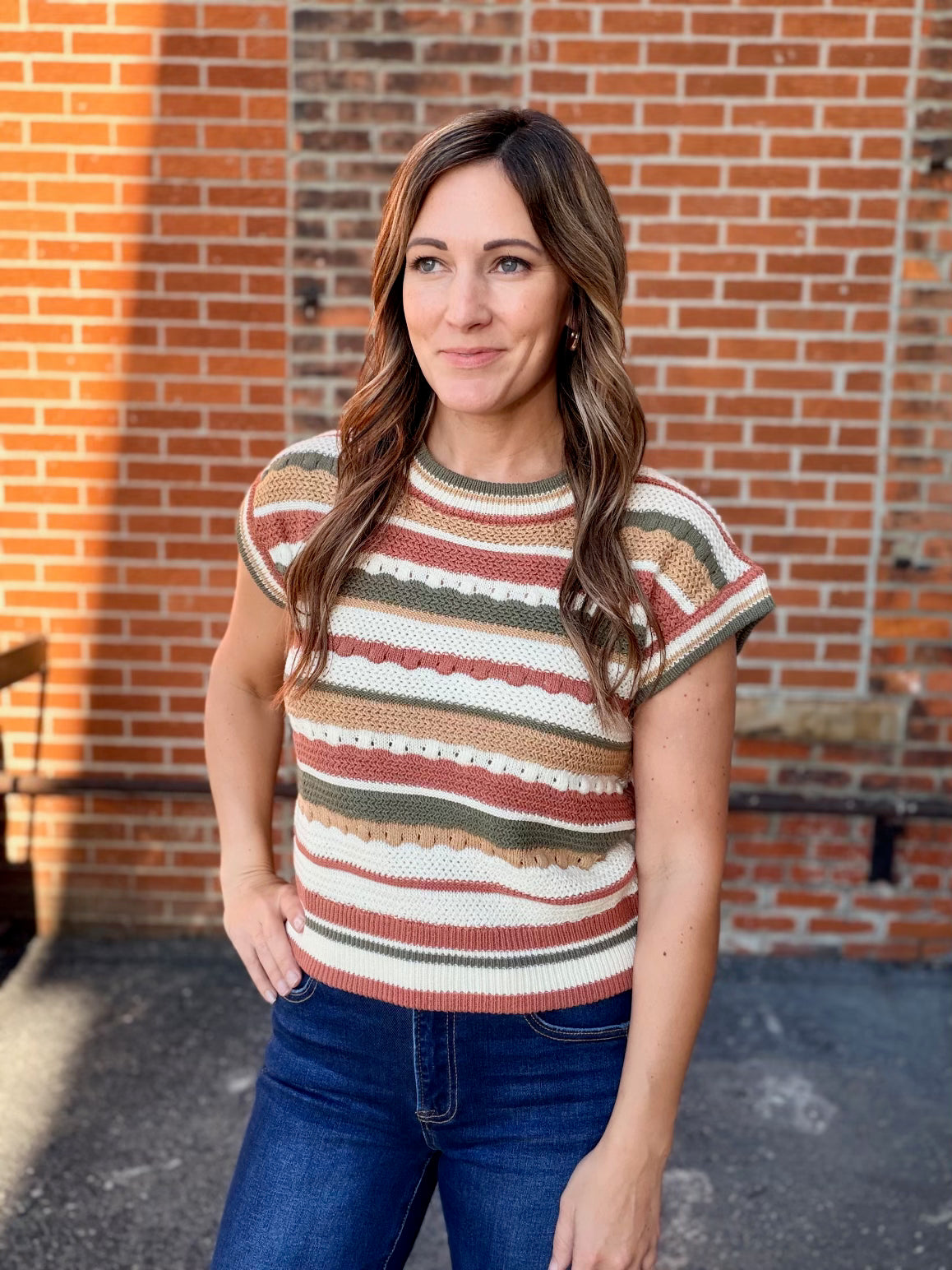 The Roree Textured Striped Sweater Vest
