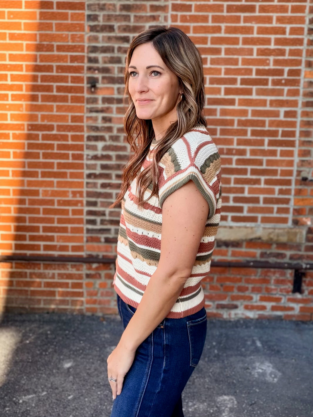 The Roree Textured Striped Sweater Vest