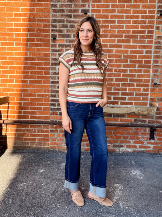 The Roree Textured Striped Sweater Vest