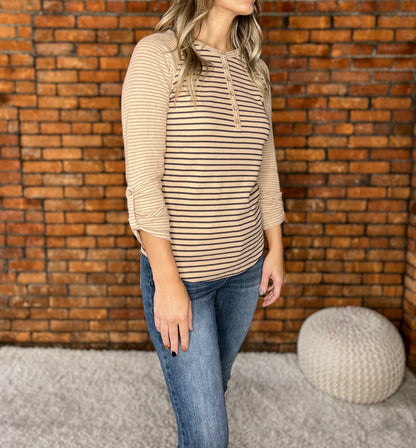 The Raeley Striped Henley Top