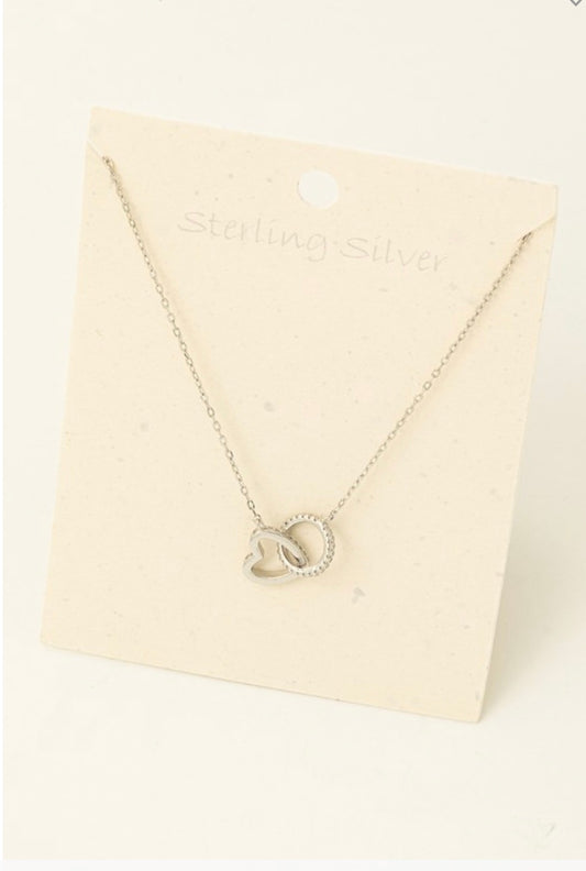 Sterling Silver Heart Link Necklace