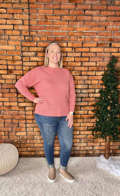 The Katie Curvy Waffle Knit Sweater