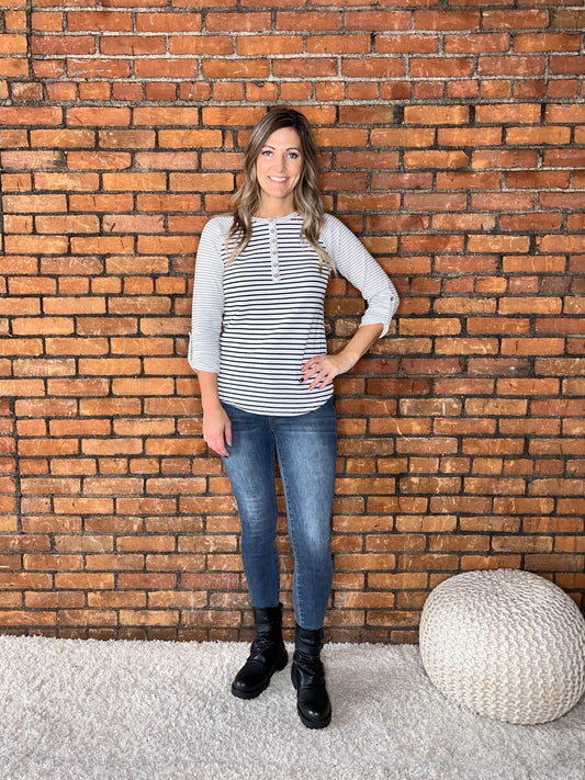 The Raeley Striped Henley Top