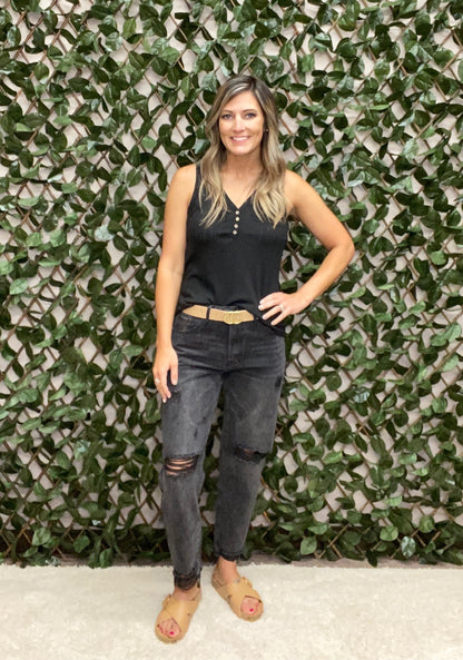 The Hype Mom Fit Black Denim