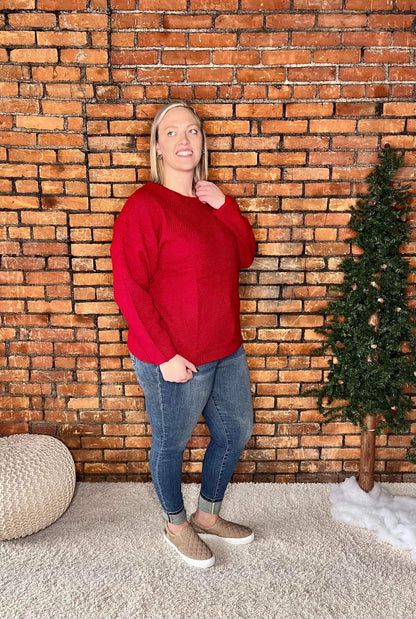 The Katie Curvy Waffle Knit Sweater