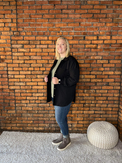 The Helen Curvy Black Shacket